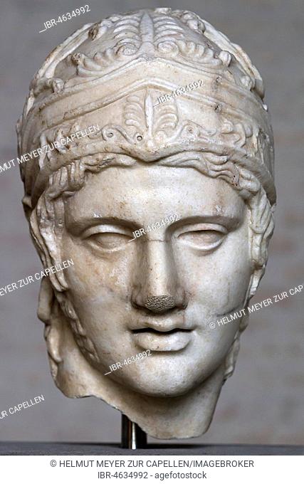 Bust of Ares, god of war around 430 BC, sculpture in the glyptotheque, Munich, Upper Bavaria, Germany