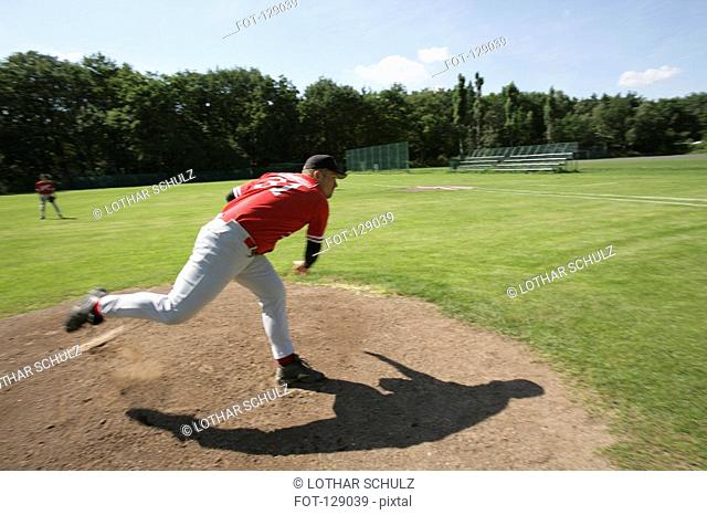 Baseball pitcher in motion