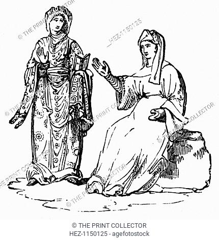 Anglo-Saxon costume, (1910). The figure on the left is from the Benedictional of St Ethelwold, and that on the right from Abbot Elfnoth's prayer book
