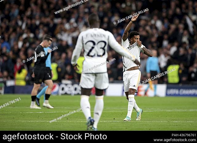 Madrid Spain; 11/29/2023.- Real madrid player Rodrygo score goal. Real Madrid vs Napoli Champions League group stage matchday 5