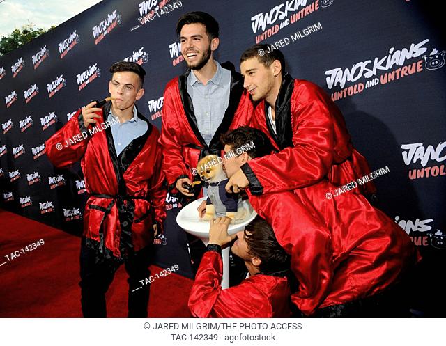 Janoskians and Jiff The Pomeranian attend the Janoskians: Untold and Untrue premiere at the Bruin Theatre on August 25th, 2015 in Los Angeles, California