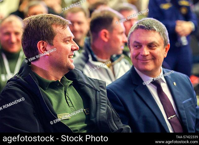 RUSSIA, ROSTOV-ON-DON - FEBRUARY 18, 2023: Zaporozhye Region acting Governor Yevgeny Balitsky (L) and Leonid Pasechnik, acting Head of the Lugansk People's...