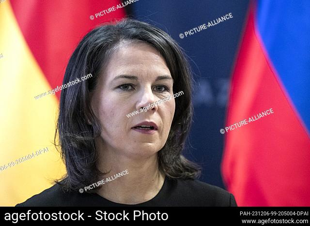 06 December 2023, Slovenia, Ljubljana: Annalena Baerbock (Alliance 90/The Greens), Federal Minister for Foreign Affairs, speaks at a press conference at the...