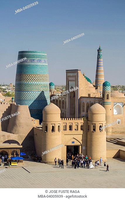 Uzbekistan, Khorezm Region, Khiva City, Itchan Kala, Kalta Minor Minaret, UNESCO World Heritage, Western Gate