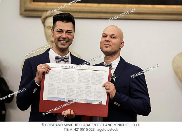 Celebration Day, ceremony for the registration of the first 17 civil unions in Campidoglio . Rome. Italy 21/05/2015