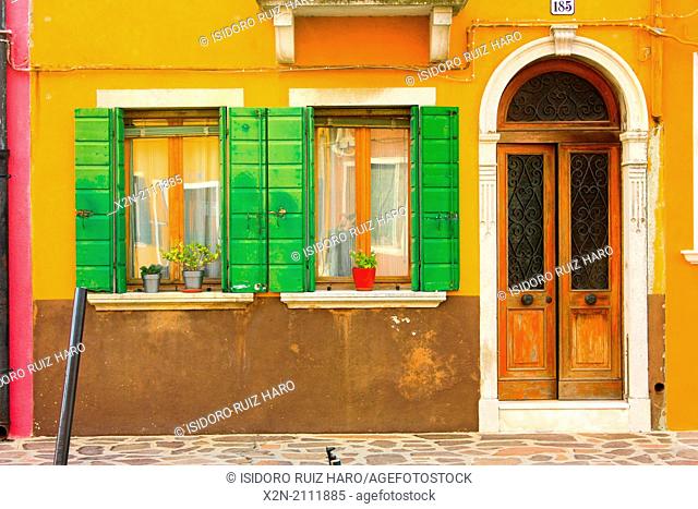 Colored buildings. Burano. Venice. Veneto. Italy