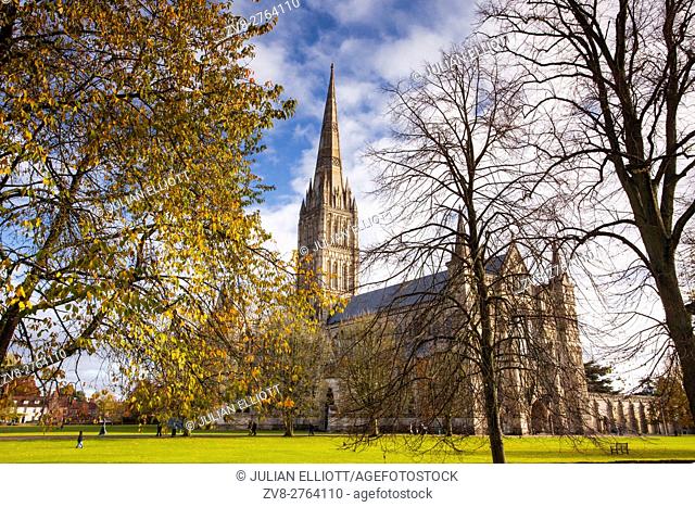 Salisbury cathedral in Wiltshire, England