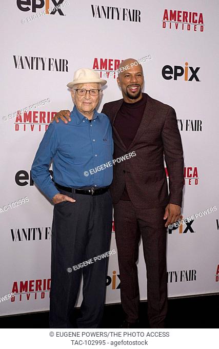 Norman Lear, Common arrive at America Divided Premiere at the The Hammer Museum (Billy Wilder Theater) sponsored by EPIX on September 20, 2016 in Westwood