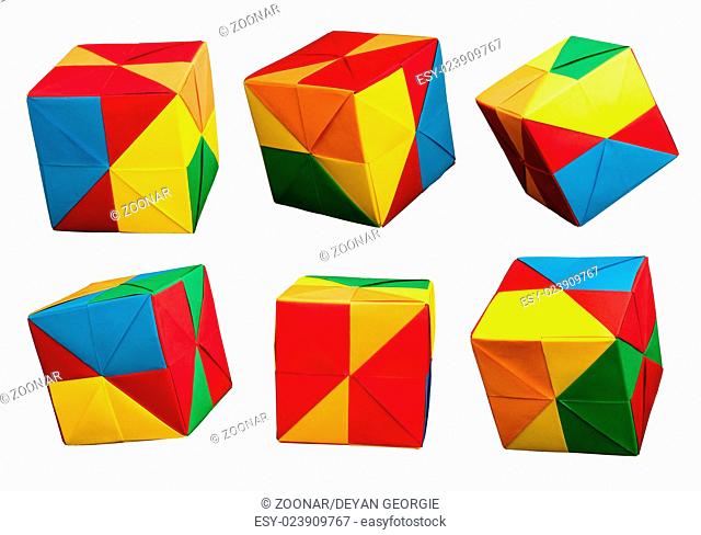 Paper cubes folded origami style