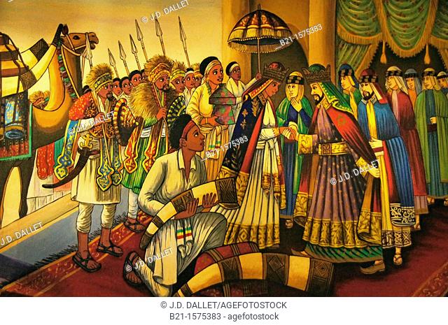 Painting depicting the Queen of Saba arriving to King Salomon's palace, Ethiopia