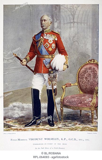 Field-Marshal Viscount Garnet Joseph Wolseley KP GCB 1833-1913. Portrait. British field marshal. Commander-in-Chief of the army
