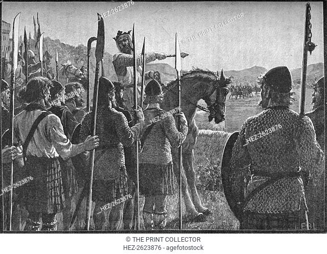 Robert the Bruce reviewing his troops before the Battle of Bannockburn, 1314 (1905). From Cassell's Illustrated History of England, Vol. I