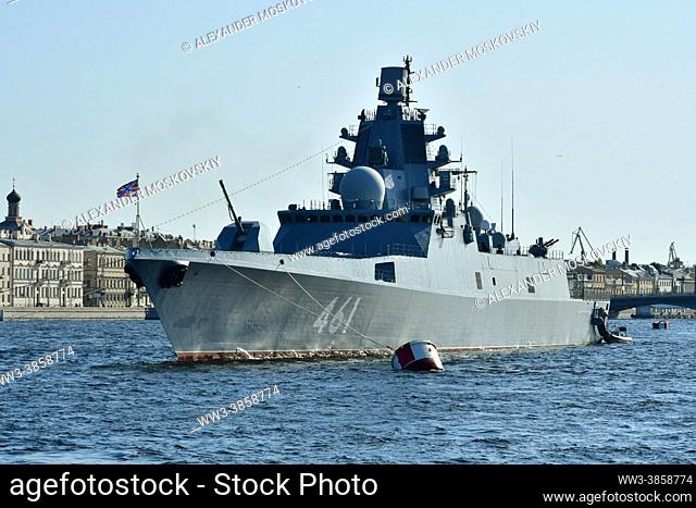 St. Petersburg RussiaJuly 17th 2021 Russian Navy Neva river