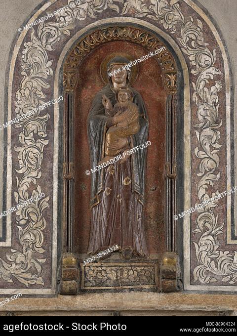 Byzantine Venetian artist, Madonna with Child, 12th-13th century, bas-relief. Italy, Veneto, Venice, Church of San Giovanni in Bragora. Total