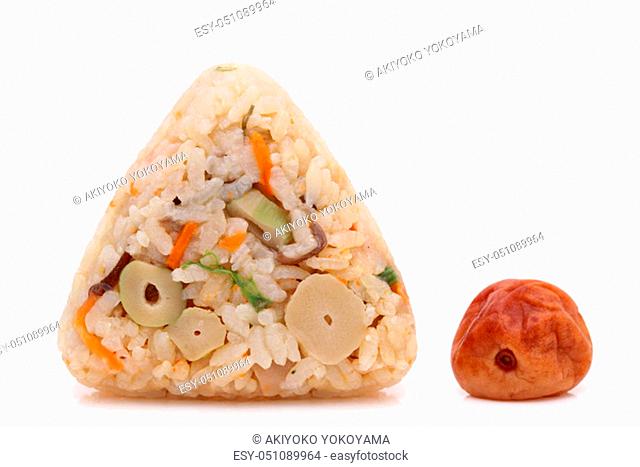 Onigiri, Japanese food, Japanese rice ball, rice triangle with Takikomigohan