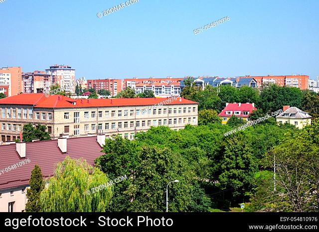 Residential district in Kaliningrad (Russia). Leningradsky District. Top view