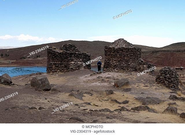 Peru, Puno. Ancient Inca ruins of Chullpas de Sillustani. - 01/01/2010