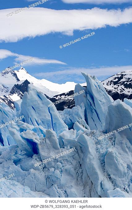 View of the crevasses of the Perito Moreno Glacier in Los Glaciares National Park near El Calafate, Argentina