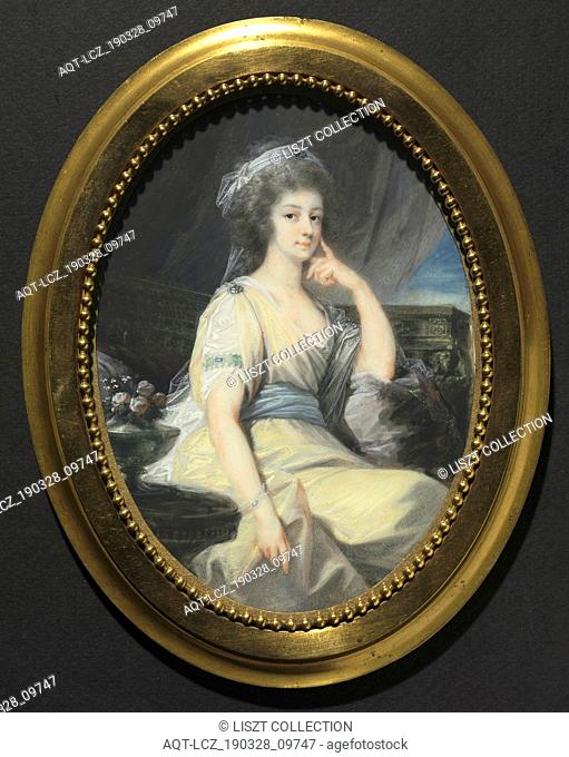 Portrait of Maria Wilhelmine, Countess Thun-Hohenstein, c. 1790. Heinrich Friedrich Füger (German, 1751-1818). Watercolor on ivory in an ormolu frame; framed:...