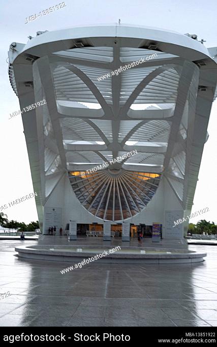 View of the Museum of Tomorrow (Museu do Amanhã), designed by Spanish architect Santiago Calatrava and located at Pier of Praça Mauá, Rio de Janeiro, Brazil