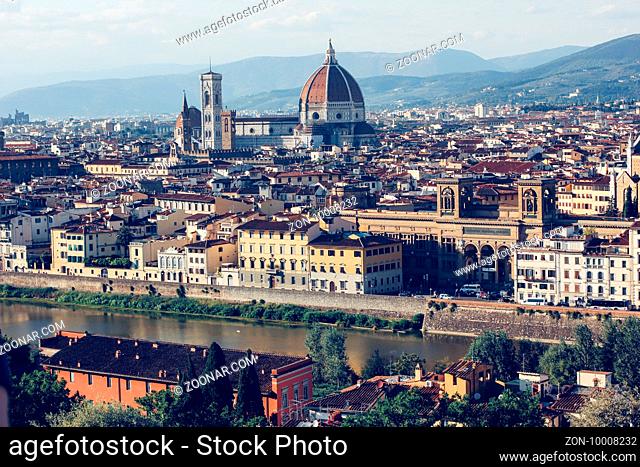 Florence, Italy, Cityscape of with the Cathedral and bell tower