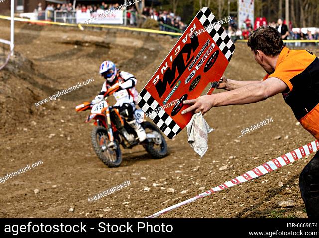 Motocross race, shield, Schnaitheim, Baden-Württemberg, Germany, Europe