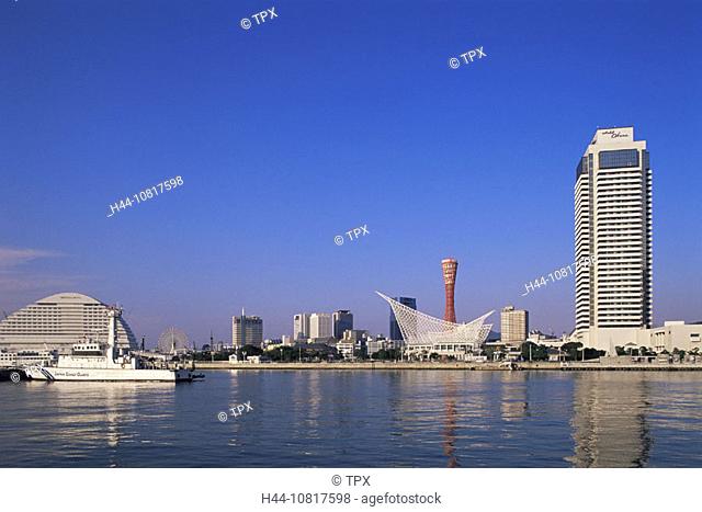Asia, Japan, Asia, Honshu, Kobe, harborland Area Skyline, Kobe Port Tower, Port, Ports, Maritime Museum, Museum, Archi