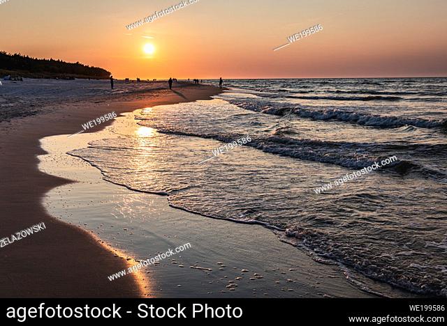 Baltic Sea waves in Debki village in administrative district of Gmina Krokowa, within Puck County, Pomeranian Voivodeship, northern Poland