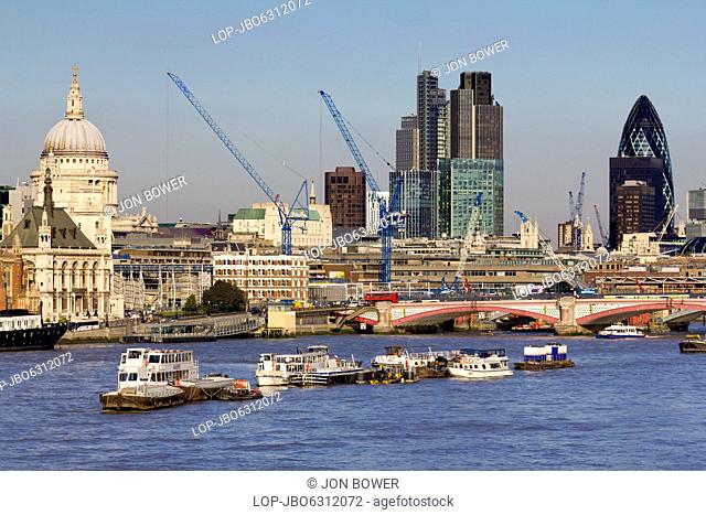 Iconic London skyline viewed from Waterloo Bridge in autumn
