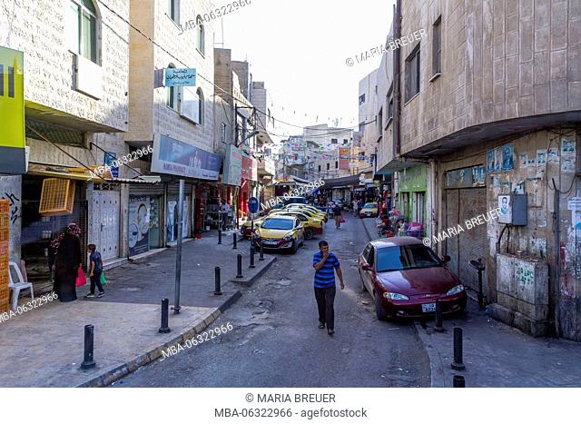 Typical street in the center of Karak (Kerak, Al-Karak), Jordan, Asia
