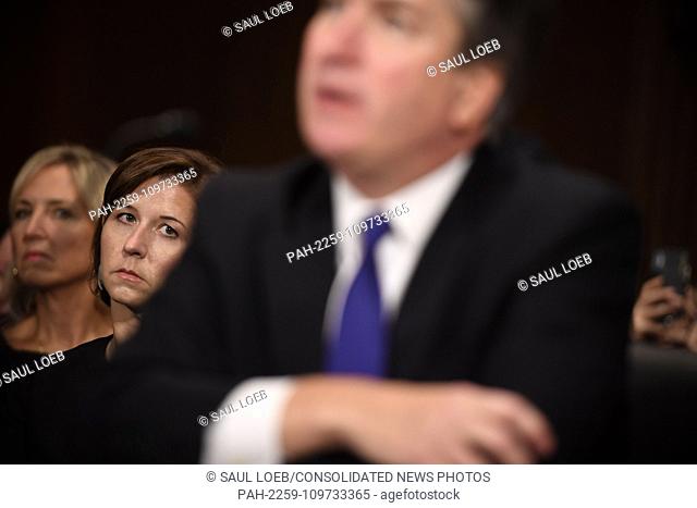 Supreme Court nominee Judge Brett Kavanaugh's wife, Ashley, listens to her husband as he testifies before the US Senate Judiciary Committee on Capitol Hill in...