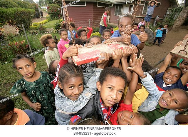Children at the playground, Goroka, Papua New Guinea, Melanesia