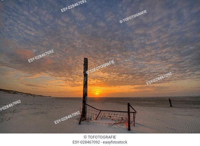 The North Sea Beach of Terschelling at sunset