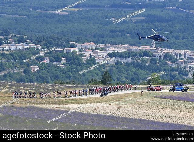 Illustration picture shows the pack of riders in action during stage 11 of the 108th edition of the Tour de France cycling race, 198