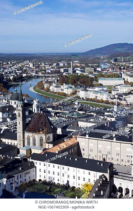 View from the Fortress Hohensalzburg to Salzburg, UNESCO Worl Heritage Site, Salzburger Land, Austria, Europe