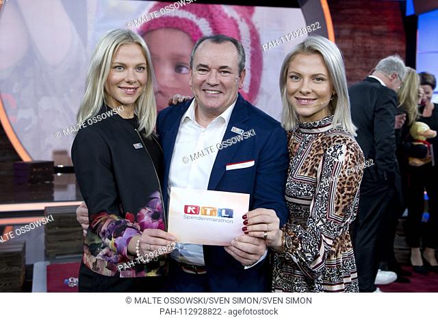 Start of the 23rd RTL Spendenmarathon, moderator Wolfram KONS with his studio tests Valentina and Cheyenne PAHDE, 23rd RTL Spendenmarathon ""Wir helfen...