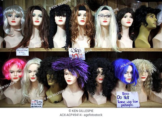 Wigs on mannequin heads