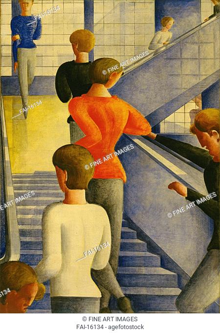Bauhaus Stairway. Schlemmer, Oskar (1888-1943). Oil on canvas. Modern. 1932. © Museum of Modern Art, New York. 162x114. Painting. © VG-Bild-Kunst Bonn
