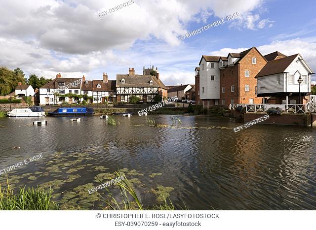 A picturesque corner by Abbey Mill in the town of Tewkesbury, Gloucestershire, Severn Vale, UK