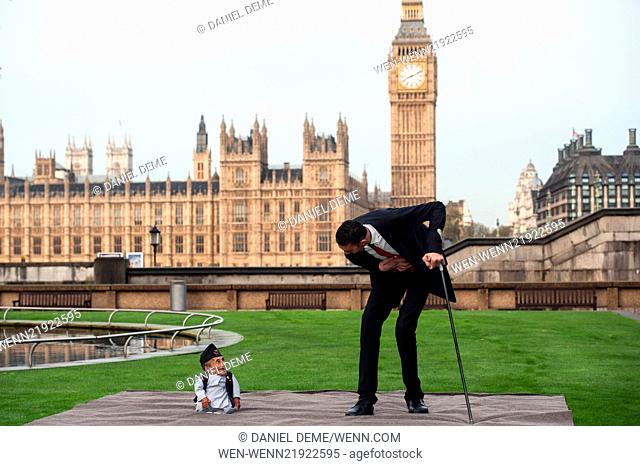 Chandra Bahadur Dandi, the shortest man ever, and Sultan Kosen, the tallest living man, come together for Guinness World Record Day at St