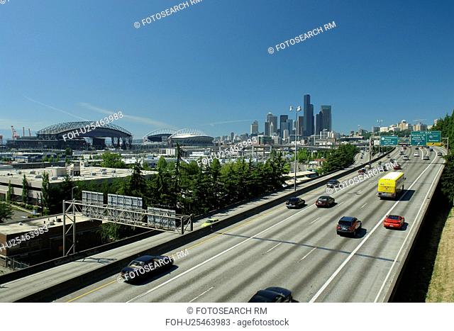 Seattle, WA, Washington, downtown, skyline, I-5