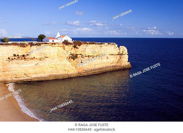 Portugal, Europa, Europe, Algarve Region, Armacao de Pera, Our Lady of Rocha, church, landscape, sea, ocean, rocky, ro