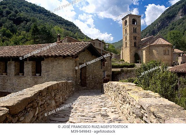 Romanesque church of Sant Cristòfol (12th century), Beget. Girona province, Catalonia, Spain