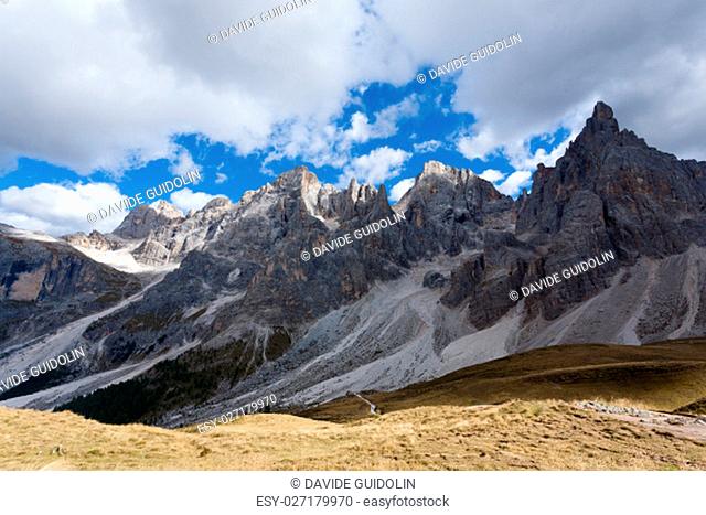 Panorama from Italian Alps from ""San Martino di Castrozza"". Dolomites view
