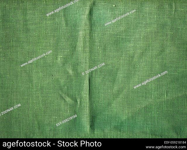 Natural linen striped rough textured green fabric textile
