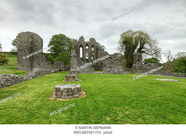 United Kingdom, Northern Ireland, County Down, Downpatrick, View of ruined Inch Abbey