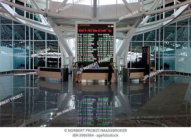 Information desk with LED display board, departures, Ngurah Rai Airport or Denpasar International Airport, Tuban, Bali, Indonesia