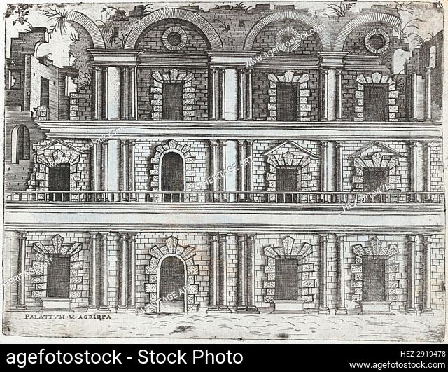 Arcus Vespasiani, from a Series of Prints depicting (reconstructed) Buildin.., Plate ca. 1530-1550. Creator: Master GA