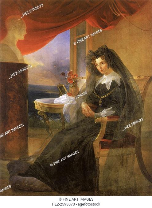 Portrait of Empress Elizabeth Alexeievna (1779-1826) in Mourning Dress, 1831. Found in the collection of the State Hermitage, St. Petersburg