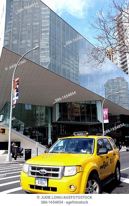 New York City Taxi Passing The Juillard School, Alice Tully Hall, Lincoln Center, New York City